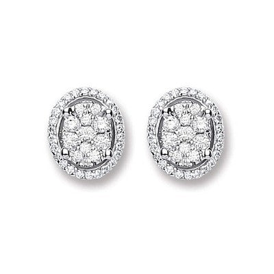 Diamond Oval Stud Earrings 18ct White Gold 8 x 6.8mm 0.25ctw Real Mined Diamonds