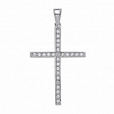 Sterling Silver Large Cross Pendant Gemstone Set 925 hallmark 51 x 29mm