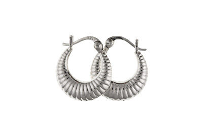 Silver Creole Hoop Earrings Ribbed 18mm 925 Hallmark