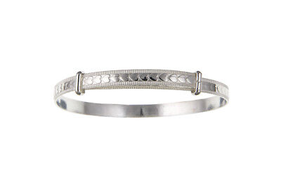 Baby Bangle Solid Silver Christening Heart Adjustable 925 Hallmark