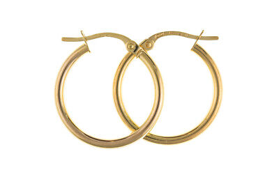 Hoop Earrings Yellow Gold Hoops Creole Plain 18mm Hallmarked