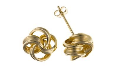 Yellow Gold Knot Stud Earrings Solid 9 Carat Studs 9mm British Made