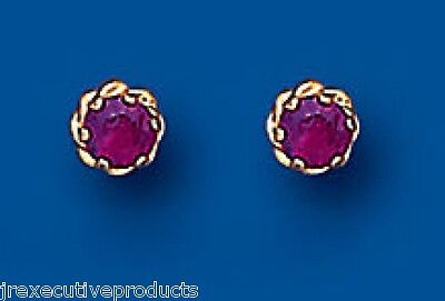 9ct Gold Ruby Stud Earrings 3mm Solitaire Studs Yellow Gold July Birthstone