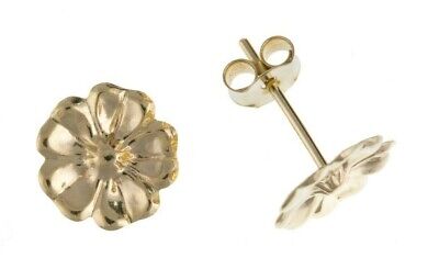 9ct Flower Stud Earrings Solid Yellow Gold Floral Petal Daisy Studs British Made