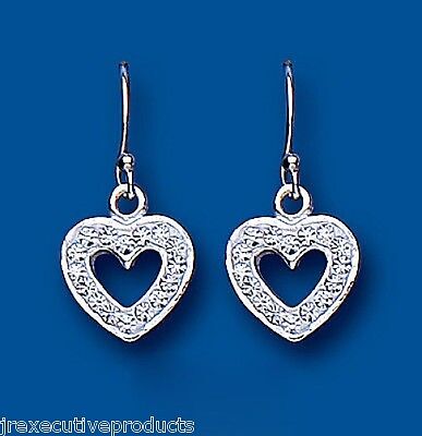 Silver Heart Crystal Earrings Austrian Crystals Drop Drops 925 Hallmark