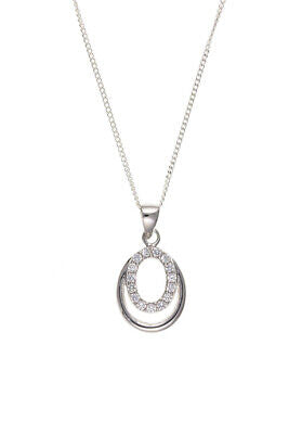 Sterling Silver Gemstone Double Teardrop Pendant 18" Chain 925 Hallmark