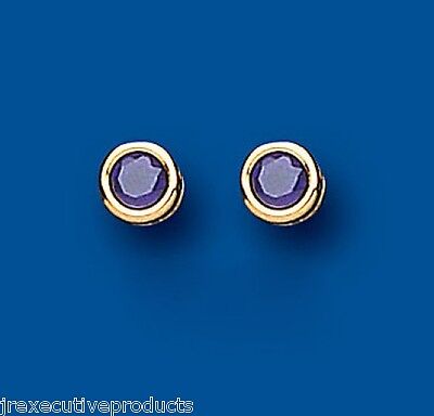 9ct Gold Amethyst Stud Earrings 6mm Solitaire Yellow Gold February Birthstone