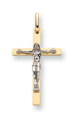 Gold Crucifix Pendant Two Colour Gold Cross Crucifix