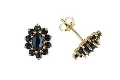 9ct Gold Sapphire Stud Earrings Yellow Gold September Birthstone Hallmarked
