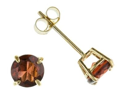 9ct Gold Garnet Earrings Yellow Gold 5mm Solitaire January Birthstone Hallmark