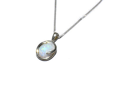 Sterling Silver Opal Pendant 925 Hallmark 18" Chain British made