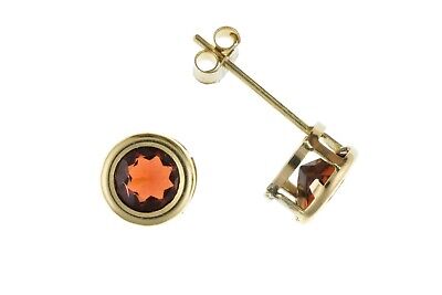 9ct Gold Garnet Earrings Yellow Gold Solitaire Stud January Birthstone Hallmark