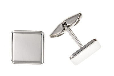 Plain Square Cufflinks Solid Sterling Silver