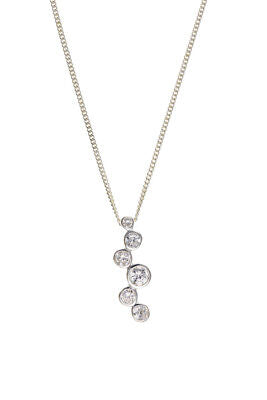 Sterling Silver Modern Pendant Gemstone 18" Chain 925 hallmark British made