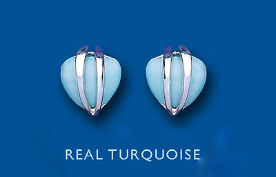 Turquoise Earrings Heart Stud Sterling Silver Studs Natural Turquoise