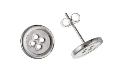 Silver Button Stud Earrings Studs 925 hallmark