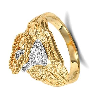9ct Yellow Gold Cubic Zirconia Saddle Ring Fully hallmarked