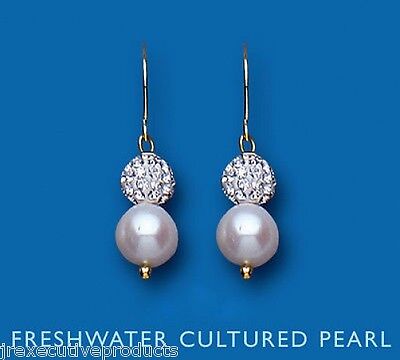 9ct Yellow Gold Pearl Earrings Freshwater Cultured Hallmark Wedding Bridal