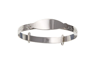 Solid Silver Baby Bangle Real Diamond Expandable Identity 18 months - 3 years
