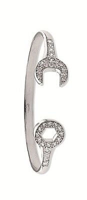 Baby Spanner Bangle White Gold Sparkly Torque Hallmarked Christening Gift
