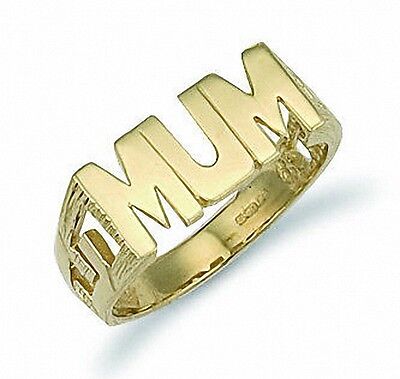 Gold MUM Ring Yellow Gold Solid Hallmarked Ladies Size K - S