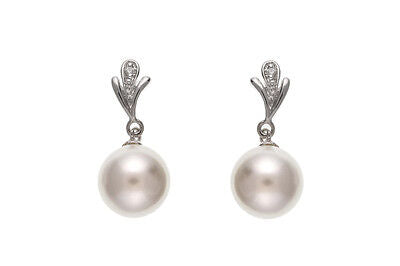 Silver Pearl Drop Earrings Sparkly Drops Dangly 925 hallmark