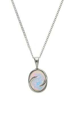 Sterling Silver Opal Pendant 925 Hallmark 18" Chain British made