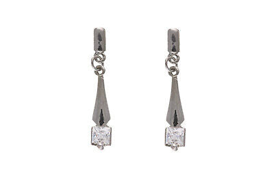 9ct White Gold Drop Earrings Hallmarked British Made