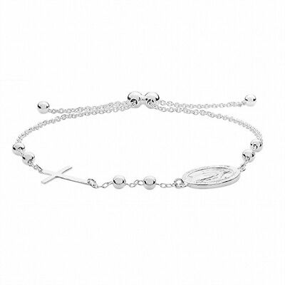 Sterling Silver Ladies Rosary Pull Style Bracelet 925 Hallmark