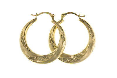 Hoop Earrings Yellow Gold Creole Twist Design 20mm Hallmarked
