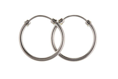 White Gold Hoop Earrings Capped Hoops Sleeper 18mm