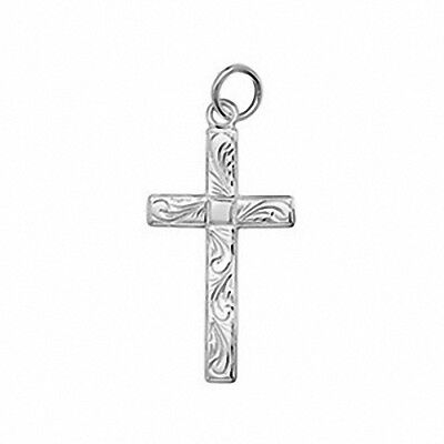 Engraved Cross Pendant Sterling Silver Cross 32 x 15mm