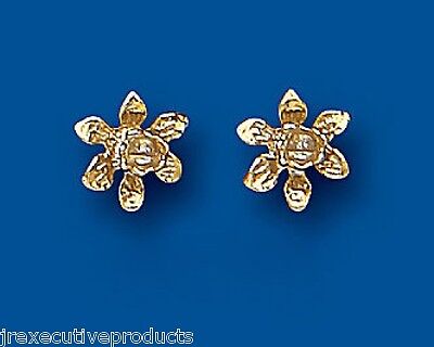 Yellow Gold Daffodil Stud Earrings Solid 9 Carat Flower Studs British Made