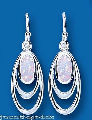 Opal Earrings Sterling Silver Drops 925 Hallmark British Made