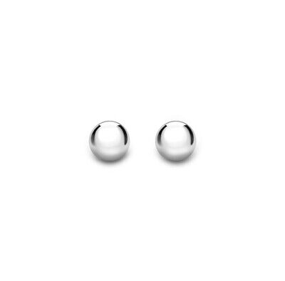 Polished Round Ball Gold Stud Earrings 18ct White Gold British Made 4mm