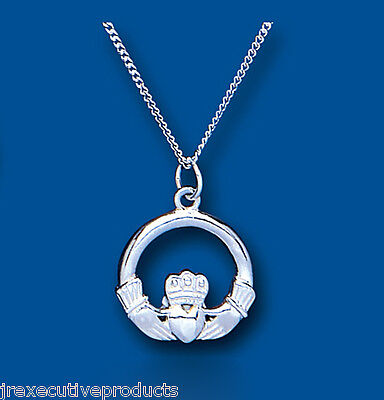 Silver Claddagh Pendant Necklace 925 Hallamark 20 x 15mm