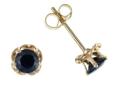 9ct Gold Sapphire Stud Earrings 6mm Yellow Gold September Birthstone Hallmarked