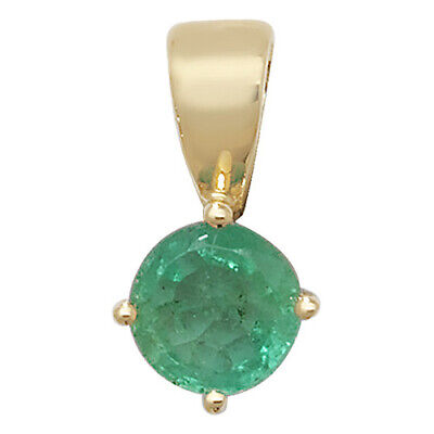 Emerald Pendant and Earrings Set Classic Solitaire 9ct Yellow Gold Hallmarked
