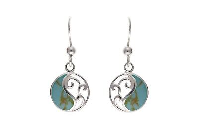 Real Turquoise Silver Earrings Drop Drops Natural Stone 925 Hallmark