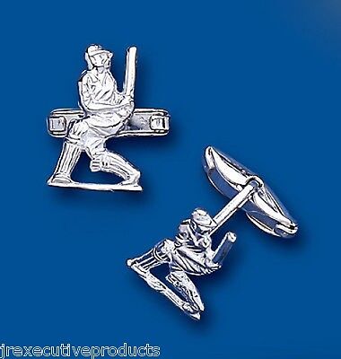 Cricket Cufflinks Cricketer Solid Sterling Silver