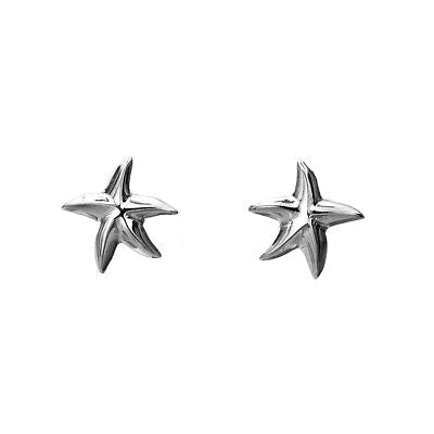 Curvy Starfish Stud Earrings Sterling Silver 925 Hallmarked Studs