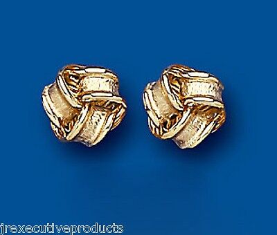 9ct Knot Stud Earrings 7mm Studs Solid 9 Carat Yellow Gold British Made