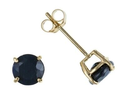 9ct Gold Sapphire Stud Earrings Yellow Gold Claw Set September Birthstone