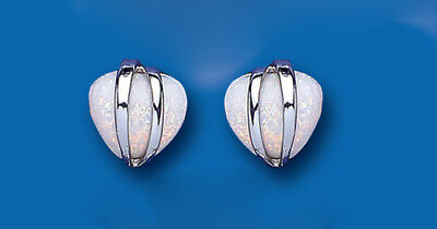Opal Heart Pendant and Earrings Set Solid Sterling Silver 16" Snake Chain