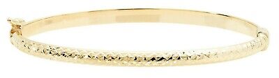 Ladies Diamond Cut Bangle Yellow Gold British Made Hallmarked Women's Bracelet