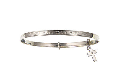 Bangle Solid Silver Adjustable Sterling Silver Engraved May God protect You