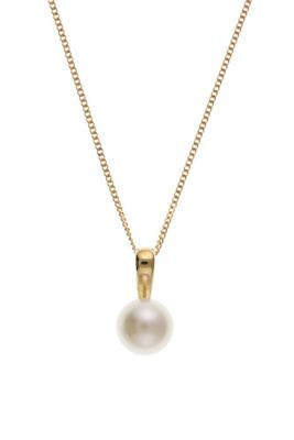 Cultured Freshwater Pearl Pendant Yellow Gold Classic Necklace 18" Chain