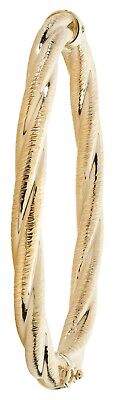 Yellow Gold Twist Bangle Hinged Ladies British Made Hallmarked Chunky Bracelet