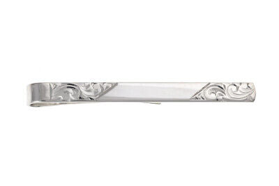 Tie Slide Solid Sterling Silver Engraved Design 925 Hallmark