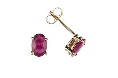 9ct Gold Ruby Stud Earrings Yellow Gold Solitaire Studs July Birthstone Hallmark
